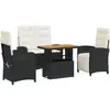 vidaXL Ensemble à manger de jardin 4 pcs avec coussins noir