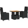 vidaXL Ensemble à manger de jardin avec coussins 3 pcs Noir