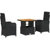 vidaXL Ensemble à manger de jardin avec coussins 3 pcs Noir
