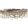 vidaXL Ensemble à manger de jardin et coussins 11 pcs mélange beige