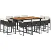 vidaXL Ensemble à manger de jardin 11 pcs coussins noir résine tressée