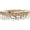 vidaXL Ensemble à manger de jardin et coussins 11 pcs beige poly rotin