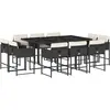 vidaXL Ensemble à manger de jardin 11 pcs coussins noir résine tressée