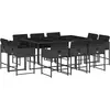 vidaXL Ensemble à manger de jardin 11 pcs coussins noir résine tressée