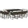 vidaXL Ensemble à manger de jardin et coussins 11 pcs marron rotin