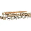 vidaXL Ensemble à manger de jardin et coussins 17 pcs beige