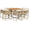 vidaXL Ensemble à manger de jardin et coussins 9 pcs beige Poly rotin