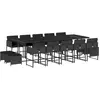 vidaXL Ensemble à manger de jardin 15 pcs coussins noir résine tressée