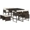vidaXL Ensemble à manger de jardin et coussins 9 pcs marron poly rotin