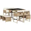 vidaXL Ensemble à manger de jardin et coussins 9 pcs beige Poly rotin