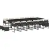 vidaXL Ensemble à manger de jardin 17 pcs coussins noir résine tressée