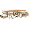 vidaXL Ensemble à manger de jardin et coussins 15 pcs beige
