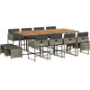 vidaXL Ensemble à manger de jardin coussins 13 pcs gris résine tressée