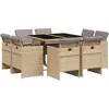 vidaXL Ensemble à manger de jardin et coussins 9 pcs mélange beige