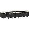 vidaXL Ensemble à manger de jardin 17 pcs coussins noir résine tressée