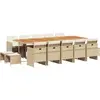 vidaXL Ensemble à manger de jardin et coussins 15 pcs beige