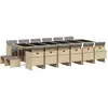 vidaXL Ensemble à manger de jardin et coussins 17 pcs mélange beige