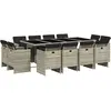vidaXL Ensemble à manger de jardin et coussins 13 pcs gris clair rotin