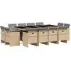 vidaXL Ensemble à manger de jardin coussins 13 pcs mélange beige rotin