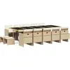 vidaXL Ensemble à manger de jardin et coussins 15 pcs beige