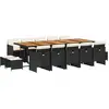 vidaXL Ensemble à manger de jardin 15 pcs coussins noir résine tressée