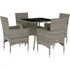 vidaXL Ensemble à manger de jardin et coussins 5 pcs gris rotin verre