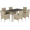vidaXL Ensemble à manger de jardin avec coussins 7 pcs rotin et verre