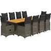 vidaXL Ensemble de bistro de jardin 11 pcs coussins gris poly rotin