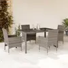 vidaXL Ensemble à manger de jardin et coussins 5 pcs gris rotin verre