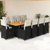 vidaXL Ensemble de bistro de jardin 11 pcs coussins noir poly rotin