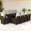 vidaXL Ensemble de bistro de jardin 11 pcs coussins marron poly rotin