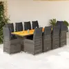 vidaXL Ensemble de bistro de jardin 11 pcs coussins gris poly rotin