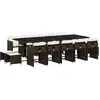 vidaXL Ensemble à manger de jardin avec coussins 15 pcs marron rotin