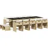 vidaXL Ensemble à manger de jardin et coussins 15 pcs beige