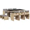 vidaXL Ensemble à manger de jardin et coussins 11 pcs mélange beige