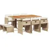 vidaXL Ensemble à manger de jardin et coussins 11 pcs beige poly rotin