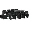 vidaXL Ensemble à manger de jardin 13 pcs coussins noir résine tressée