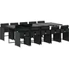 vidaXL Ensemble à manger de jardin 11 pcs coussins noir résine tressée