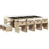 vidaXL Ensemble à manger de jardin et coussins 13 pcs beige