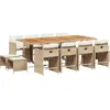vidaXL Ensemble à manger de jardin et coussins 13 pcs beige