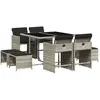 vidaXL Ensemble à manger de jardin et coussins 9 pcs gris clair rotin