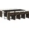 vidaXL Ensemble à manger de jardin et coussins 9 pcs marron poly rotin