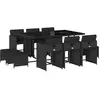 vidaXL Ensemble à manger de jardin 11 pcs coussins noir résine tressée