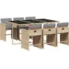 vidaXL Ensemble à manger de jardin coussins 7 pcs mélange beige rotin
