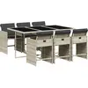 vidaXL Ensemble à manger de jardin et coussins 7 pcs gris clair rotin