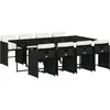 vidaXL Ensemble à manger de jardin 9pcs coussins noir résine tressée