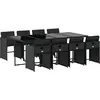 vidaXL Ensemble à manger de jardin 9pcs coussins noir résine tressée