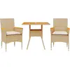 vidaXL Ensemble à manger de jardin et coussins 3pcs beige rotin acacia