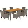 vidaXL Ensemble à manger de jardin et coussins 7 pcs gris rotin acacia