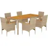 vidaXL Ensemble à manger de jardin et coussins 7pcs beige rotin acacia